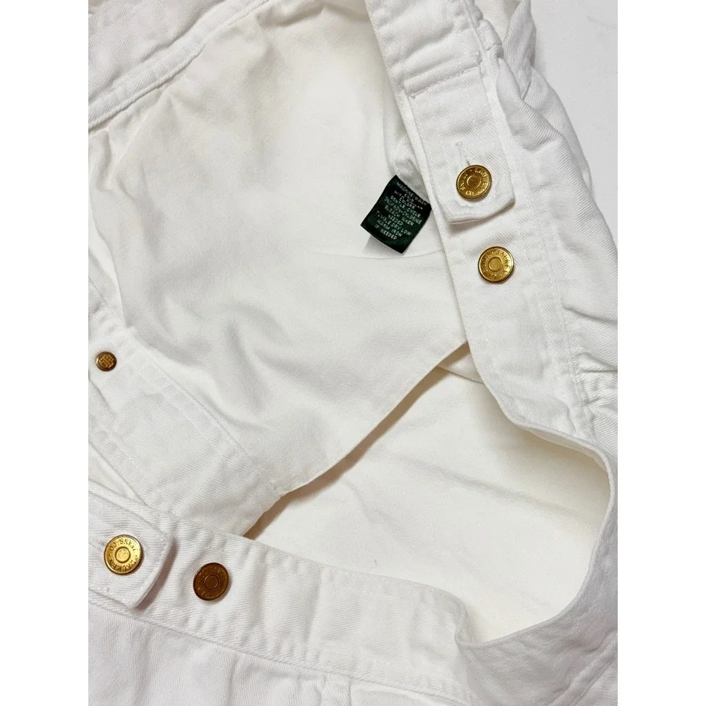 Lauren Jeans Co Ralph Lauren White Denim Trucker Jacket Brass Buttons Cotton L - Picture 6 of 6